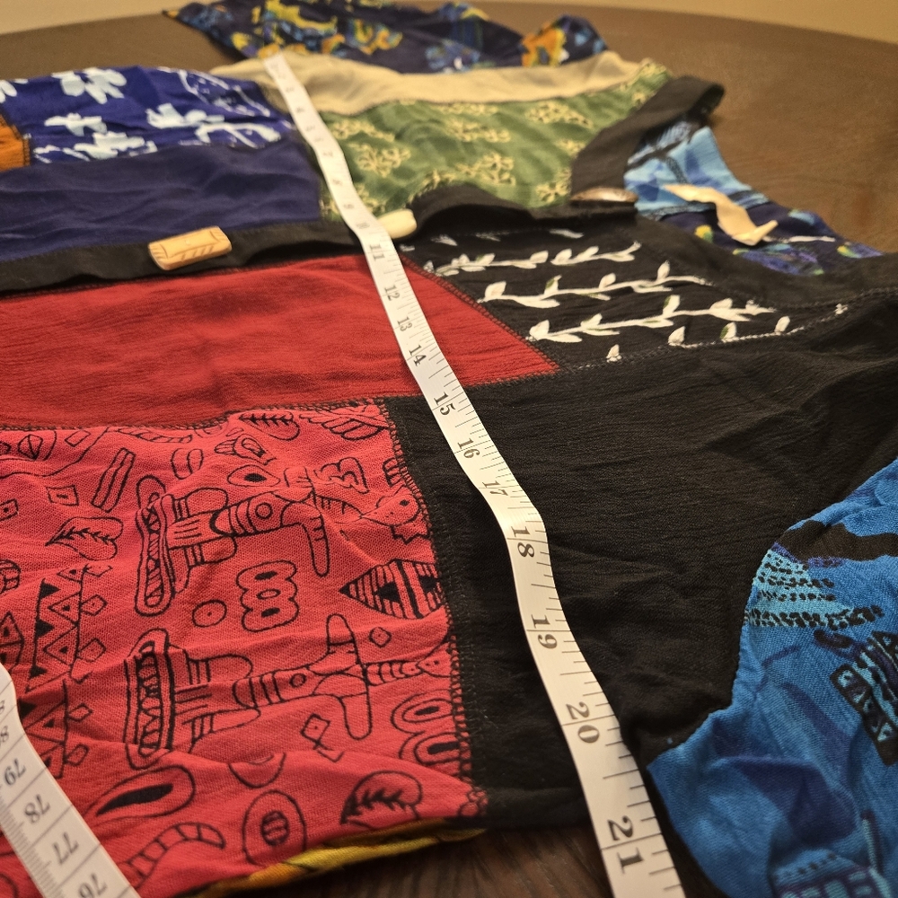 La Cera Womens Blouse Medium Patchwork Button Fro… - image 8